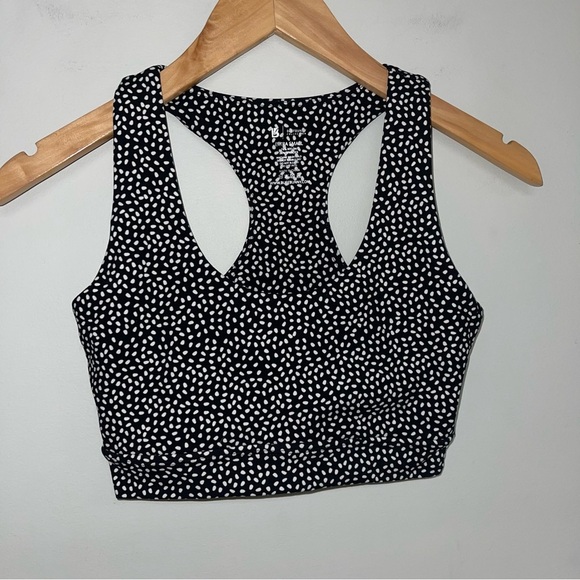 BuffBunny Sports Bra Women's Size XS Black White Spotted Solar Racerback Support - Picture 3 of 6